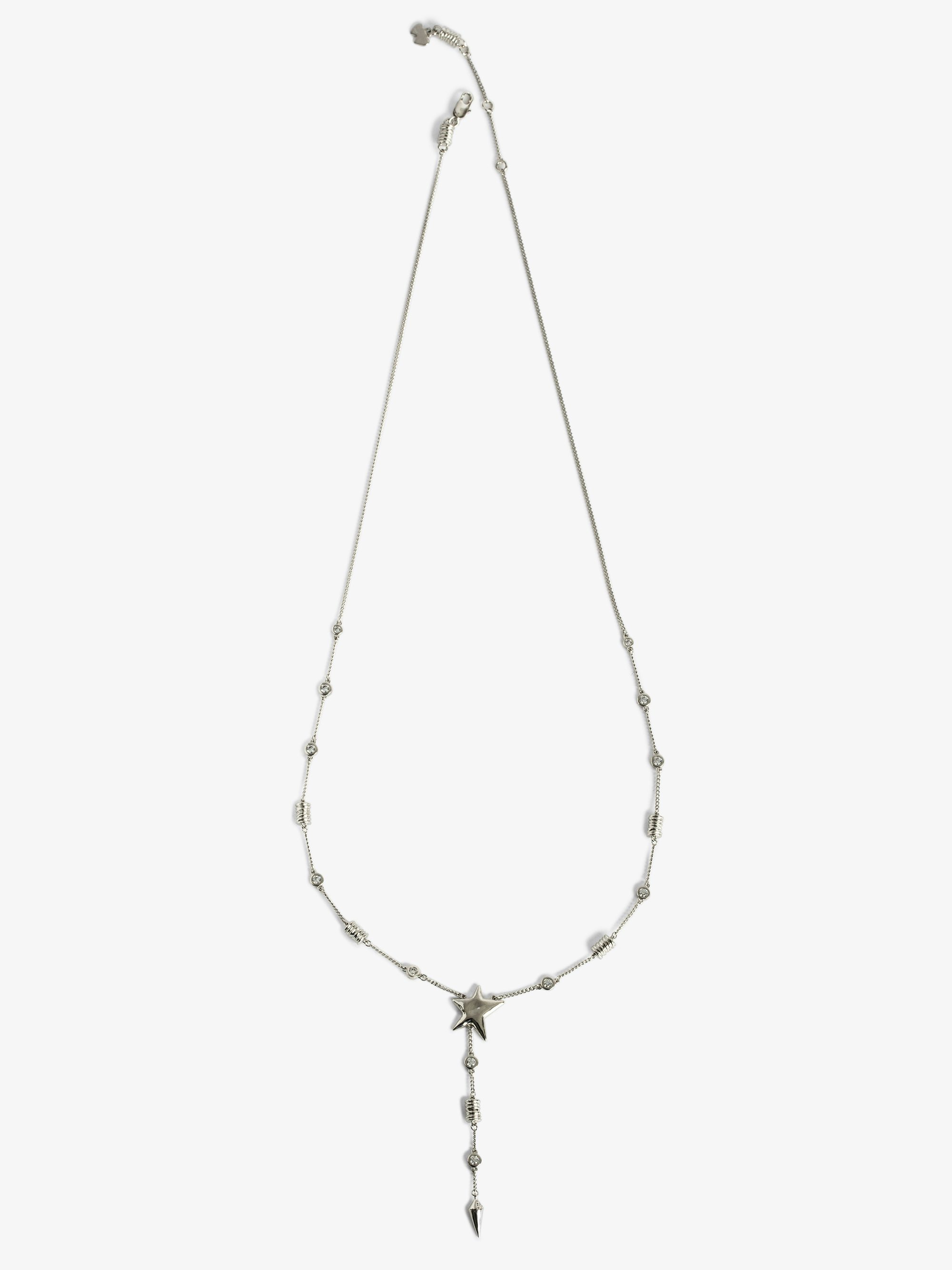 Rock Star Necklace - Adjustable long star necklace in silver-plated brass.